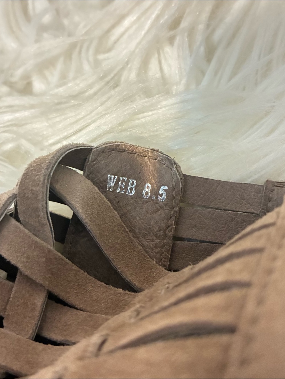Chocolat Blu Taupe Woven Suede Cork Wedge Sandals - Picture 9 of 9